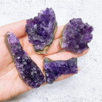 Natural Raw Amethyst Geode Cluster Purple Crystal Quartz Stone Wand Point Energy Healing Mineral Rock Gemstone Home Decor Gift