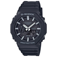 G-SHOCK 經典八角造型個性亮眼雙顯休閒錶-黑(GA-2100-1A)/45.4mm