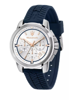 Maserati 父親節禮物【2年保養】 瑪莎拉蒂 Successo系列 44mm 男士藍色矽膠三眼計時石英手錶 -R8871621013
