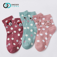 【ONEDER旺達棉品】Disney 迪士尼點點系列中統襪 親子襪 米妮 米奇 小熊維尼短襪 女童襪 MN-712