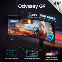 Samsung 三星 S49FG916EC Odyssey 電腦螢幕(49型/1000R/雙2K/144Hz/HDR600/畫面PIP+PBP功能)