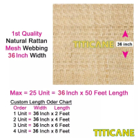 TITICANE Natural Rattan Mesh Webbing [ 36 Inch ] [ 2 Feet Per Unit ]