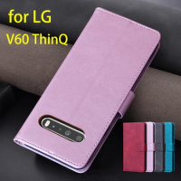 Wallet Flip Cover Pu Leather Case for LG V60 ThinQ Card Holder Phone Bags Protective Holster Fundas Coque