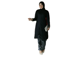 KEBAYA TUNIK SAHNGHAI BAHAN BRUKAT Wanita Baju Celana Setelan Panjang Hitam Katun Atasan Dewasa Kulo