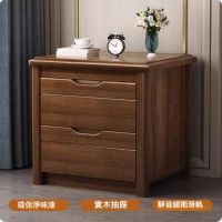 實木床頭櫃（胡桃色）（尺寸：長40x寬40x高50cm） 