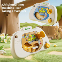The steering wheel toy for children simulates driving and is a challenging car game machine for earl