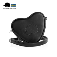 【SCANDINAVIAN FOREST 北歐小刺蝟】戀戀．愛心側背包/皮革包/小包/小廢包/肩背包/斜背包(黑色)