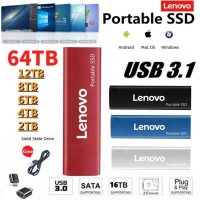 Lenovo 32TB 64TB SSD แบบพกพาประเภท C USB 3.1ฮาร์ดไดรฟ์ SSD 2TB M.2 SSD หน่วยความจำภายนอก SSD สำหรับแ