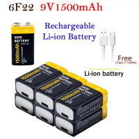 1-2PCS USB-9V 1500mAh li-ion Rechargeable Battery Type-C USB 6F22 9V Battery