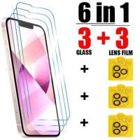 6IN1 Screen Protector For IPhone 15 11 12 13 14 Pro Max Camera Lens Protector For IPhone 11 14 Pro MAX 12 13 Mini Tempered Glass