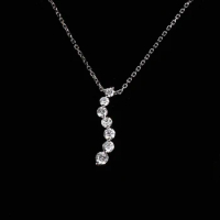18k White Solid Gold Pendant Necklace With 2.3-3.1mm Seven Stone Necklace
