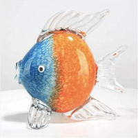 【JEN】玻璃親嘴魚擺飾琉璃手工藝裝飾品(橘藍色)