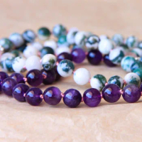 108 mala beads Necklaces Yoga mala Purple Quartz necklace Hand Knotted Prayer mala Bead Meditation Necklaces tassel Necklace