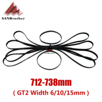 3D Printer Parts GT2 Closed Loop Timing Belt Rubber 2GT 6mm712 714 716 718 720 722 724 726 728 730 732 734 736 738mm Synchronous