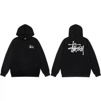 เสื้อสเวตเตอร์มีฮู้ด Stussy สำหรับผู้ชายและผู้หญิง Stussy classic LOGO ผ้าฝ้ายแท้เสื้อสวมหัวคู่มีฮู้
