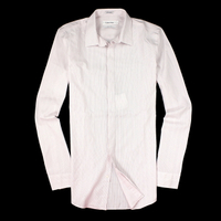 美國百分百【全新真品】Calvin Klein 襯衫 CK 長袖 上衣 粉紅 純棉 條紋 薄 免燙 素面 男 S號 A913