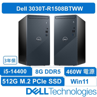 戴爾 DELL 3030T-R4508BTW 特仕升級16G美型可擴充文書i5-14400/16G/512 SSD/W11