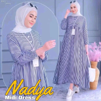 NANDA MIDI DRESS SALUR NANDA PREMIUM FASHION MUSLIM KANCING HIDUP NYAMAN DI PAKE