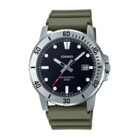 【CASIO 卡西歐】運動風格 指針男錶 軍綠色 膠質錶帶 防水50米 日期顯示 MTP-VD01(MTP-VD01-3E)