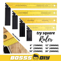 200 / 250 / 300 Profield Try Square Scale Ruler Tool L Ruler Yellow Black Pembaris Sesiku L