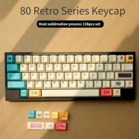 ECHOME 80'S Retro Theme Keycap Set Custom PBT Keyboard Cap 136keys Cherry Profile Key Cap for Mechanical Keyboard Accessories