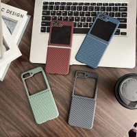 เคสโทรศัพท์สำหรับ Samsung Galaxy Z Flip 7/Z Flip 6/Z Flip 5/Z Flip 4/Z Flip 3 แบบผ้าคาร์บอนเท็กซ์เจอ
