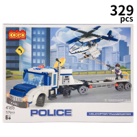 COGO 積高積木 4165 警察直升機運輸車 約329pcs/一盒入(促550) 新城市警察系列 DIY益智積木 拼裝積木-CF149850