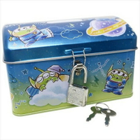 大賀屋 三眼怪 存錢筒 鐵製 附 鎖 鑰匙 秘密盒 置物盒 收納盒 三眼 迪士尼 玩具總動員 日貨 J00014068