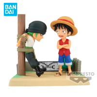 Banpresto Original One Piece WCF Luffy Zoro Action Figures 70mm Bandai Anime Figurine Collectible Model Toys