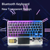 New RGB Wireless Keyboard With Touchpad Mini Bluetooth Transparent Keyboard Rechargable Slim Silent Keyboard For Laptop Tablet