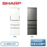 贈原廠禮【SHARP 夏普】504公升一級能效左右開任意門變頻五門冰箱 SJ-MW51KT 含基本安裝#尊爵灰-尊爵灰