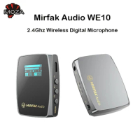 Mirfak WE10 Pro UHF Microphone Profissional 2.4G Dual Channel Digital Wireless SD Card Condensador Microfone Mic for DSLR Camera
