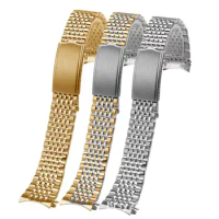 18mm 19mm 20mm Bead of Rice Band Solid Stainless Steel Curved end Watch Strap Bracelet Fit For Omega 007 Seamaster