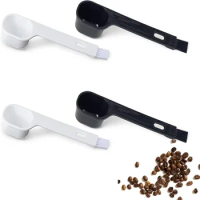 With Grinder Brush Coffee Tool Plastic White Coffee Brush Black Practical Coffee Grinder Spoon