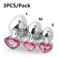 Anal Plug Heart 3 Sizes Stainless Steel Crystal Anal Plug Removable Butt Plug Stimulator Anal Sex Toys Prostate Massager Dildo