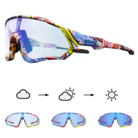 Kapvoe RED Photochromic Cycling Sunglasses Sports for Men Blue Photochromic Cycling Glasses Mountain Bicycle Goggles Eyewear
