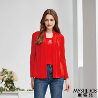 【MYSHEROS 蜜雪兒】100%羊毛造型上衣 鑲鑽假兩件(紅)