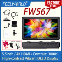 FEELWORLD FW567 5.5 Inch Protable Monitor OLED DSLR Camera Field Monitor Support 4K HDMI On-Camera Monitor