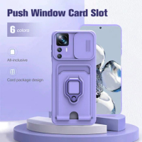 Push Camera Shockproof Silicone Case For Xiaomi 12T Pro 5G Mi 12TPro Xaomi 12 T T12 Car Magnetic Holder Card Wallet Cover Coque
