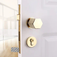 Conceal Passage Bedroom Door Lockset With Solid Hex Barrel Knob Gold Grey Bronze