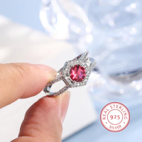 Vintage Female Red Ruby Zircon Stone Ring for Women Luxury 925 Sterling Silver Wedding Charm Infinity Engagement Jewelry