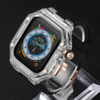 Luxury Modification Kit for Apple Watch Case 9 45mm 41mm Refit Mod IWatch 9 8 7 6 5 4 SE 44mm 40mm Rubber Band Bracelet DIY Set
