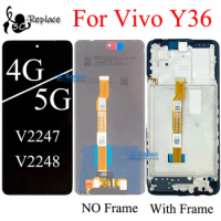 Black 6.64 Inch For Vivo Y36 4G V2247 Vivo Y36 5G V2248 LCD Display Touch Screen Digitizer Assembly Replacement / Frame