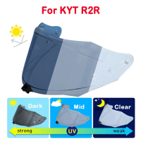 Visor Photochromic, untuk Topi Keledar KYT R2R, Pelindung, Potongan UV, Pelindung Muka Casco Moto, V