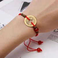 Fashion Hot New Feng Shui I Ching Ancient Coin Kabbalah Red String Attract Luck Wealth Bracelets Drop Shipping
