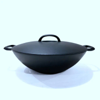 【福介商店】日本鑄鐵鍋南部鐵器 岩鑄 鑄鐵中華鍋 32cm 附鐵蓋(IH 電磁爐 瓦斯爐 炭火爐 炒鍋 雙耳 平底)