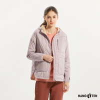 Hang Ten-女裝-恆溫多功能-石墨烯防輕潑水保暖絎縫連帽外套-淺粉紫