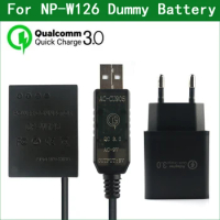 CP-W126 W126S Dummy Battery&amp;DC Power Bank USB Cable for Fujifilm X-S10 X-A3 X-A5 X-A7 X-A10 X-A20 X-PRO1 X100V X-E2 X-E1 X-E3