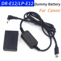 LP E12 Dummy Battery DR-E12 Coupler+USB Type C DC Cable for Canon EOS M M2 M10 M50 M100 M200 Camera