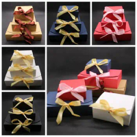 10/20Pcs Wedding Gift Box Party Favor Present Kraft Paper Box For Food Candy Cookies Packing Cake Boxes Packaging With Ribbon
